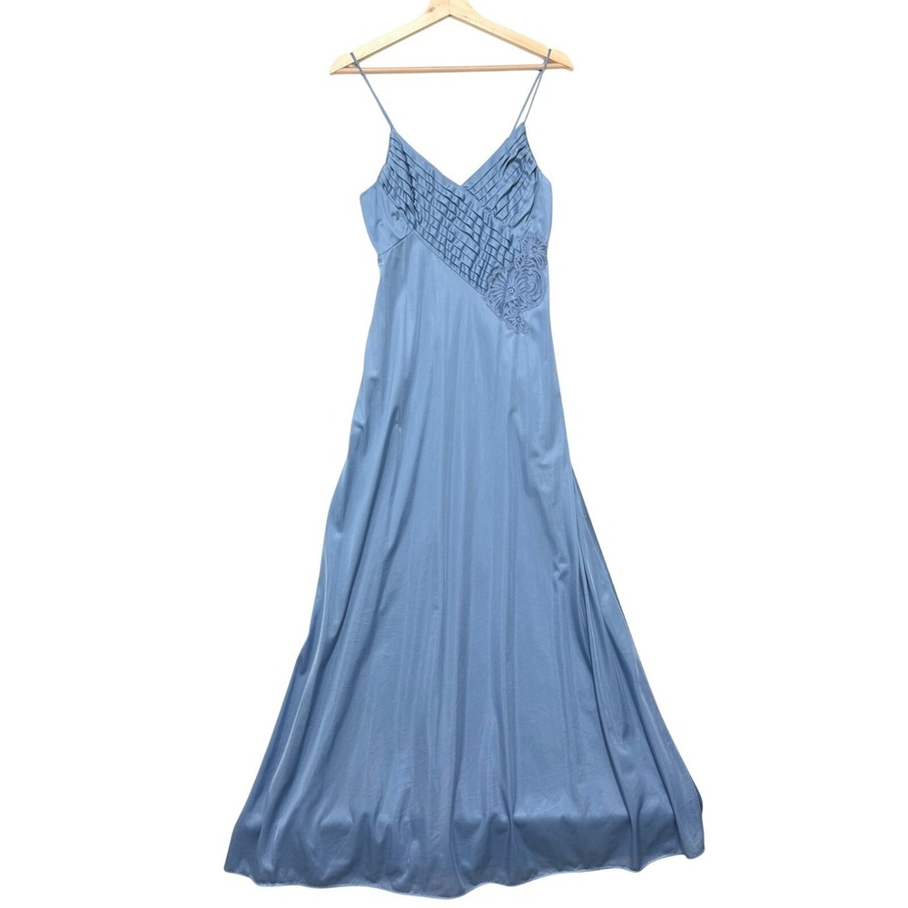 Vintage Lily of France Blue Lace Peignoir Set Robe & Nightgown Lingerie Small - Picture 2 of 9